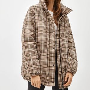 BERSHKA CHECKED PUFFER JACKET